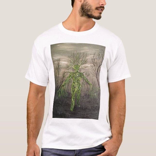 T-shirt T do homem verde (Frente)
