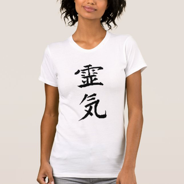 T-shirt T do pescoço da colher de Reiki (Frente)