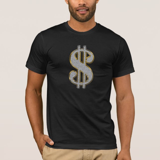 T-shirt T do sinal de dólar - preto (Frente)