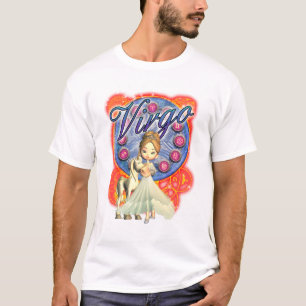 T-shirt T do Virgo das meninas com unicórnio e a fêmea