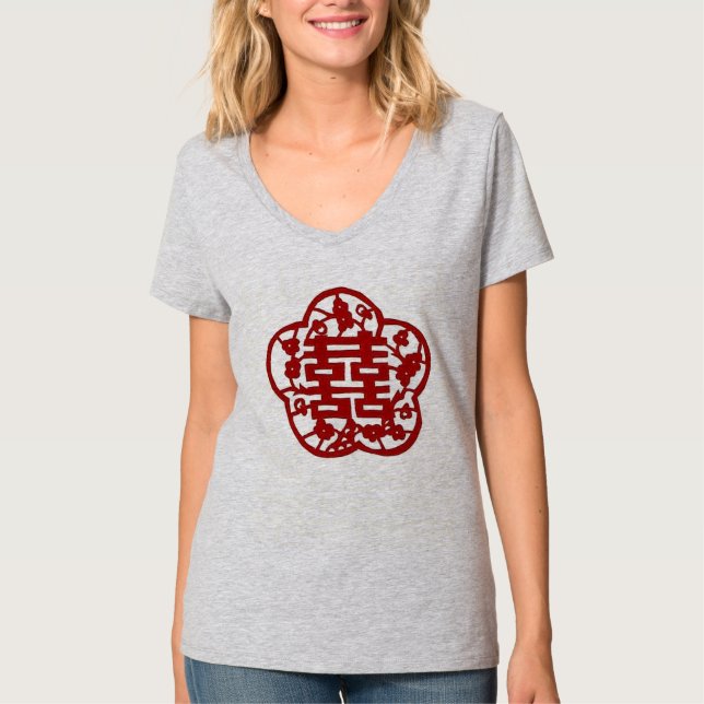 T-shirt T dobro chinês da felicidade (Frente)