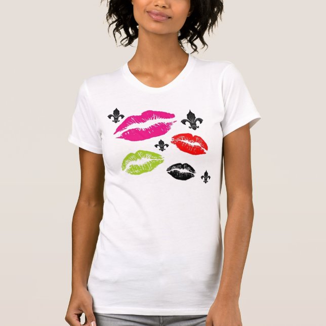 T-shirt T dos lábios e da flor de lis (Frente)