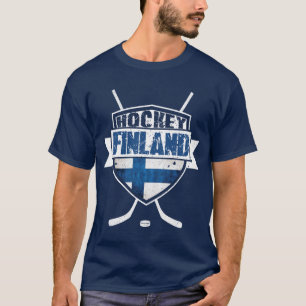 T-shirt T finlandês do logotipo do hóquei, Suomi