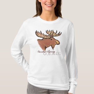 T-shirt T marrom das senhoras dos alces de Steamboat