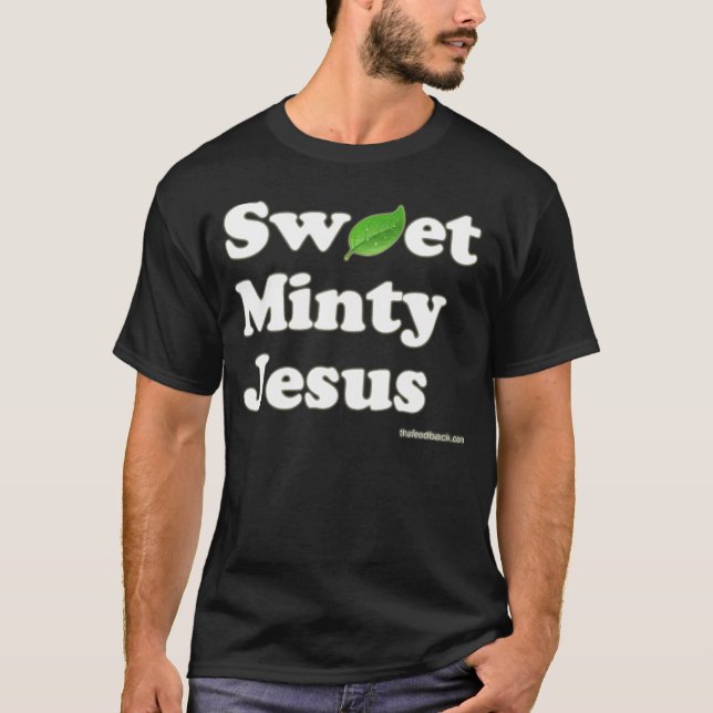 T-shirt T Minty doce de Jesus (escuro) (Frente)