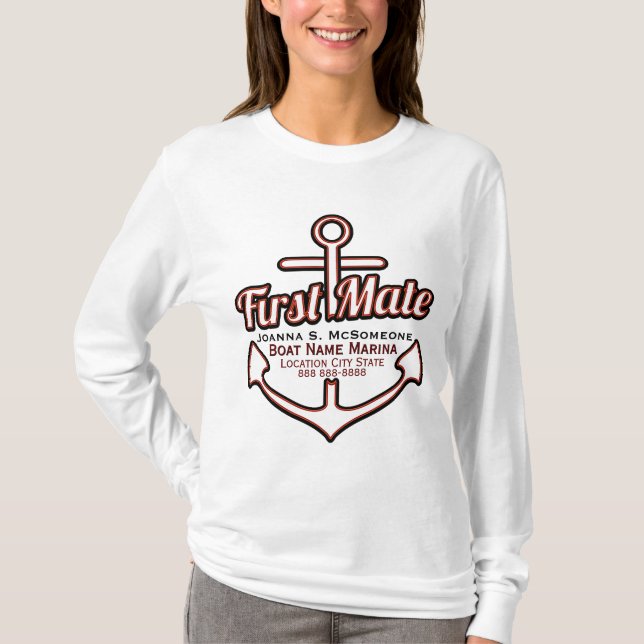 T-shirt T náutico personalizado da âncora do primeiro (Frente)