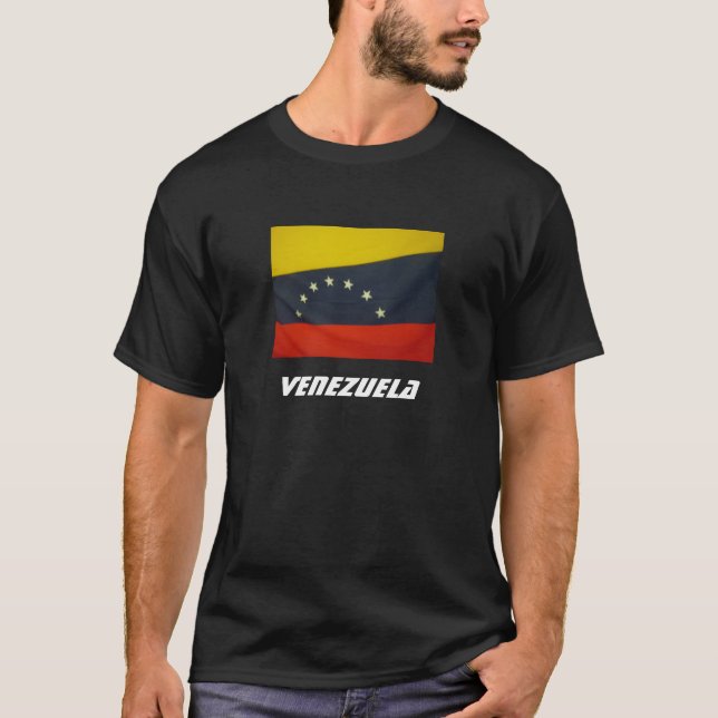 T-shirt T ondulado da bandeira de Venezuela (Frente)