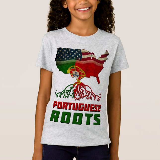 T-shirt T português americano das raizes (Frente)