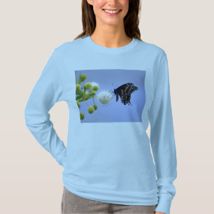 T-shirt T preto da borboleta de Swallowtail