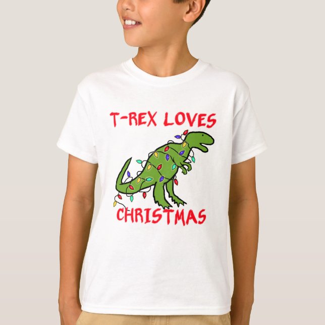 T-shirt T-Rex ama o Natal (Frente)