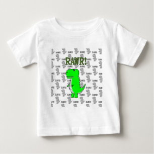 T-shirt T-Rex Bonito e Irritado com Padrão Preto e Branco