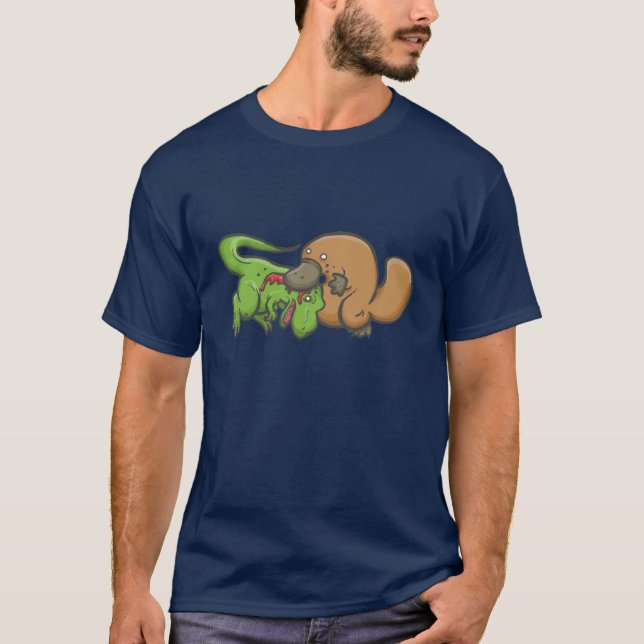 T-shirt T-rex contra Platypus (Frente)