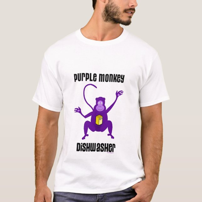 T-SHIRT T ROXO DA MÁQUINA DE LAVAR LOUÇA DO MACACO (Frente)