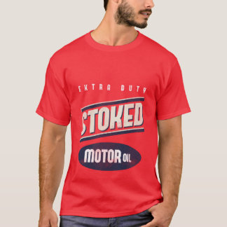 T-shirt T Stoked do vintage do falso do óleo de motor