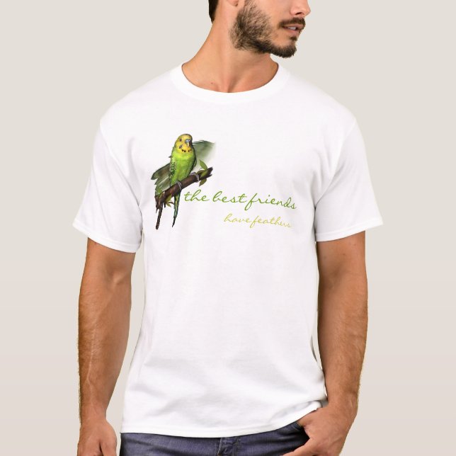 T-shirt T verde da arte de Budgie (Frente)