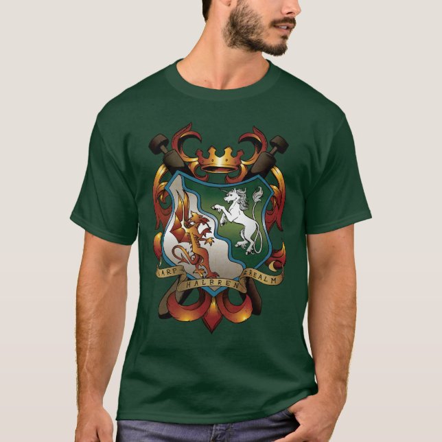 T-shirt T verde da brasão (Frente)