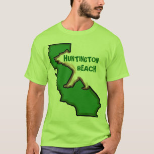 T-shirt T verde das caras do estado de Huntington Beach