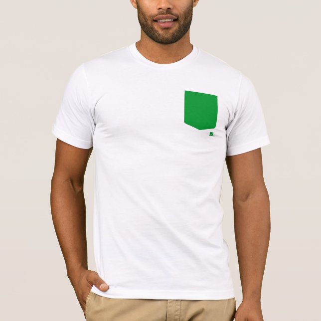 T-shirt T verde do bolso (Frente)
