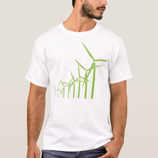 T-shirt T verde retro da turbina eólica
