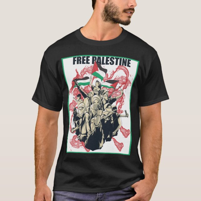 T-Shirt T- vestuário árabe palestiniano livre (Frente)
