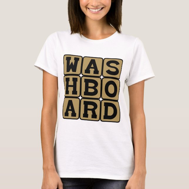 T-shirt Tábua de Lavanderia, Ferramenta de Lavagem ou Abdô (Frente)