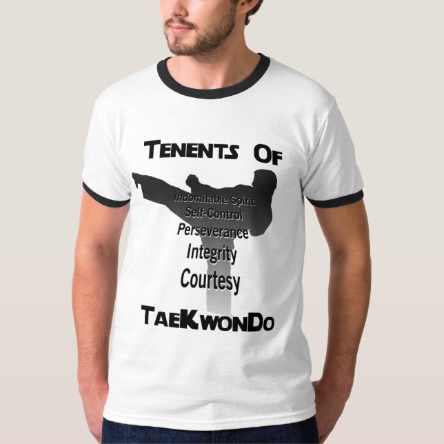 T-shirt Tae Kwon faz princípios tradicionais (Frente)
