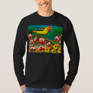 T-shirt Tanager Ocidental no Garden Flowers Sweatshirt