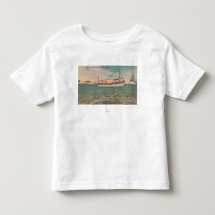 T-shirt Tarpon Springs, FL - vista do barco & do mar