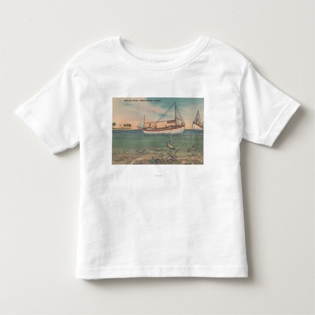 T-shirt Tarpon Springs, FL - vista do barco & do mar (Frente)