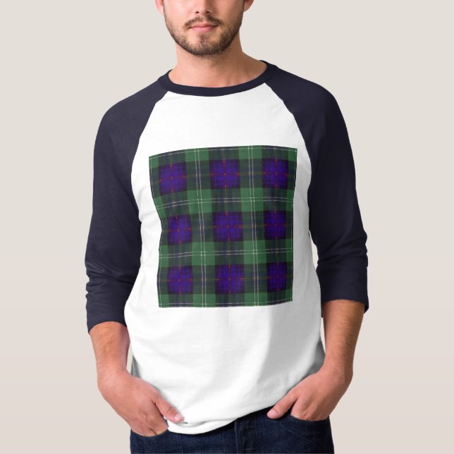 T-shirt Tartan do Scottish da xadrez do clã de Sutherland (Frente)