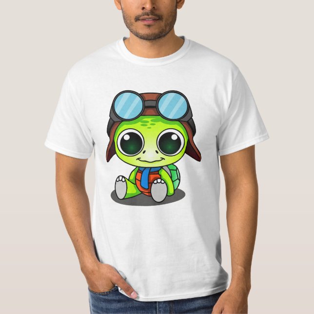 T-shirt Tartaruga de Cartoon em Aviador (Frente)