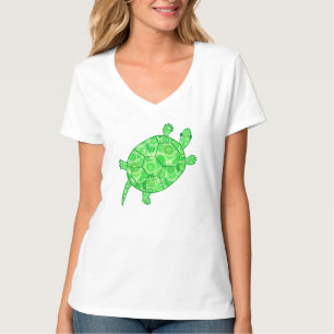 T-shirt Tartaruga do redemoinho do Fractal - limão e verd