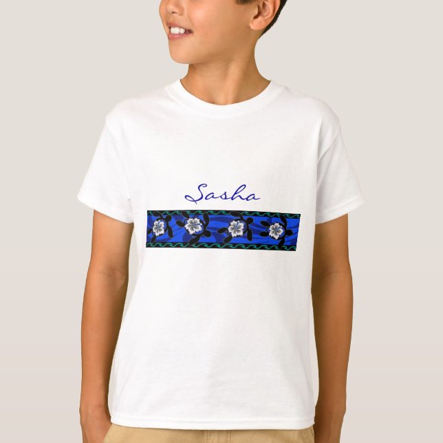T-shirt tartarugas & hibisco (Frente)