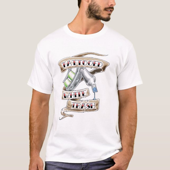 T-shirt Tattooed do lixo branco (Frente)