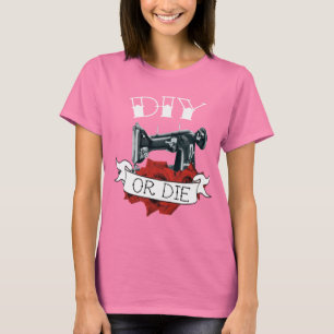 T-shirt Tatuagem da Máquina de costura DIY ou Morte Mulher