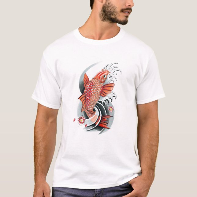 T-shirt Tatuagem vermelho japonês oriental legal dos (Frente)