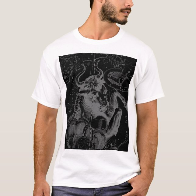T-shirt Taurus Constelle Hevelius 1690 em preto (Frente)