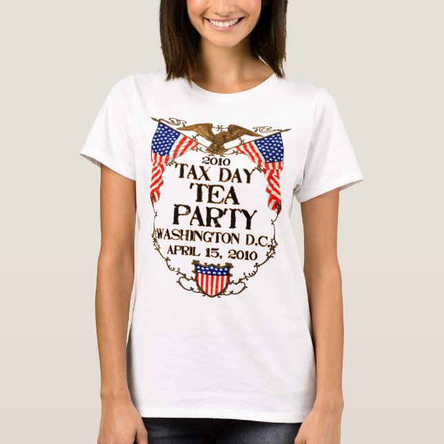 T-shirt Tea party do dia de 2010 impostos (Frente)
