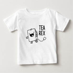 T-shirt Tea Rex Tea Bag Engraçado Cartoon Pun