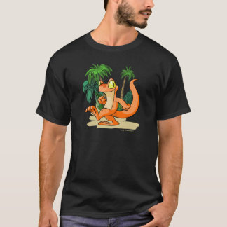 T-shirt Techo alaranjado em uma procura da ilha do