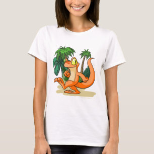 T-shirt Techo alaranjado em uma procura da ilha do