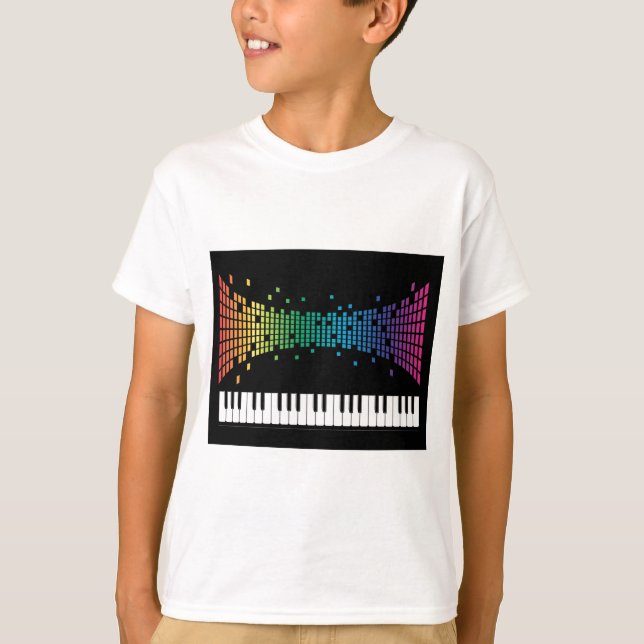 T-shirt Teclado instrumental para piano de música multicol (Frente)