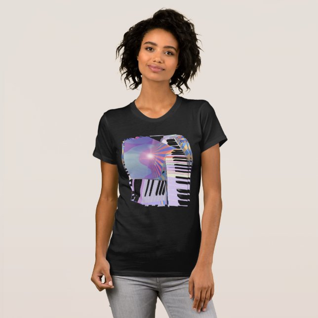 T-shirt Teclados Abstratos e Listras (Frente Completa)