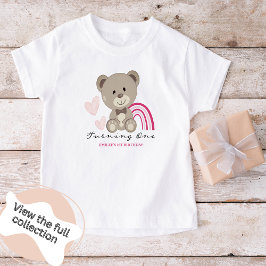 T-shirt Teddy Bear primeiro aniversario Rosa Toddl