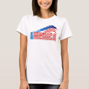 T-shirt Tee básico feminino - AMÉRICA em Estrelas Stripe