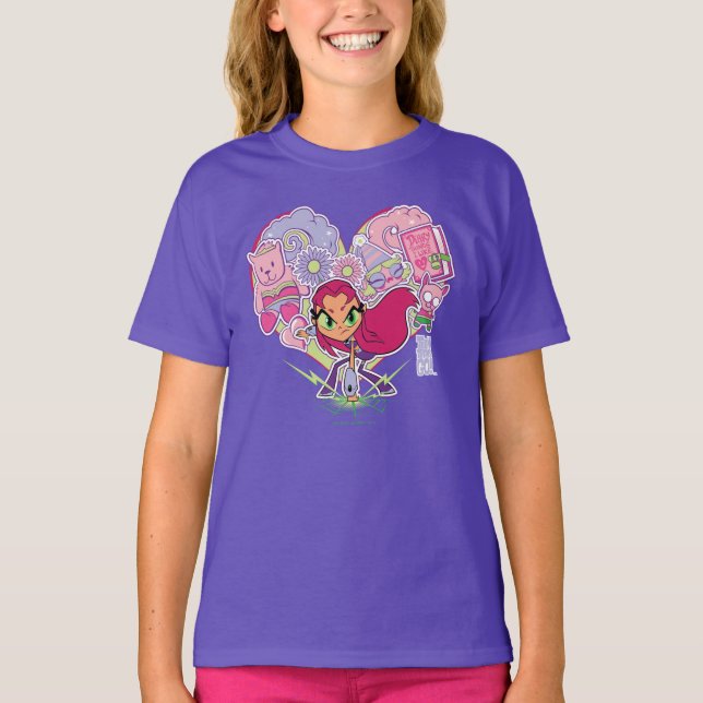 T-shirt Teen Titans Go! | Gráfico de Almofadas do Coração  (Frente)