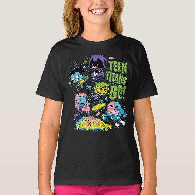T-shirt Teen Titans Go! | Gráfico de pizza da primavera de (Frente)
