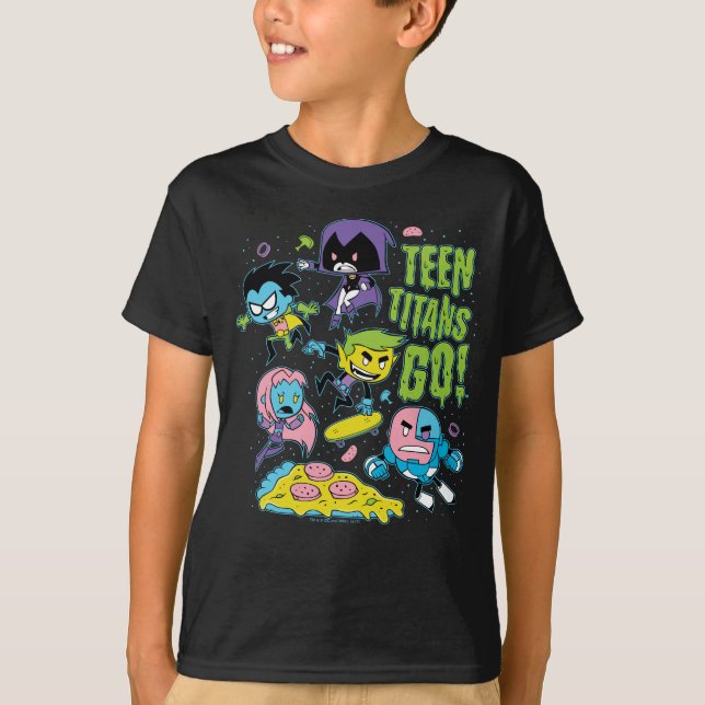 T-shirt Teen Titans Go! | Gráfico de pizza da primavera de (Frente)