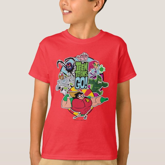 T-shirt Teen Titans Go! | Gráfico do grupo de equipes (Frente)