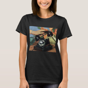 T-shirt Telefone Retro com Discagem Rotativa, Vintage Busi